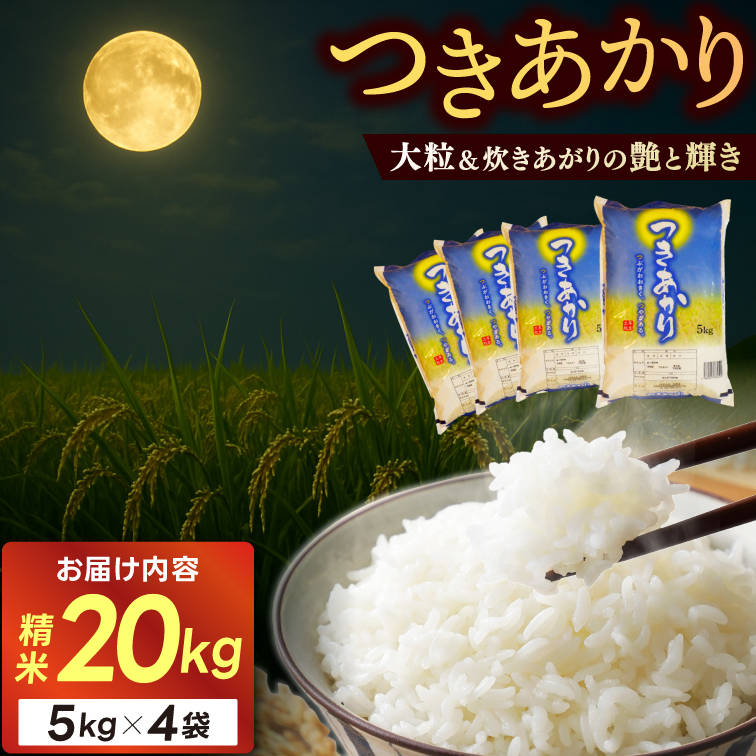  精米 20kg (5kg×4袋) つきあかり【令和7年産】お米 米 ご飯 城里町 桂農産 (AX010)