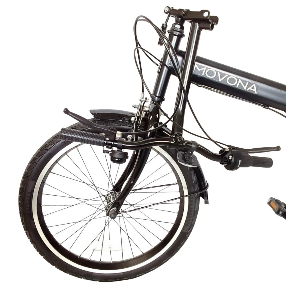 ノーパンク 折りたたみ自転車 MOVONA 20インチ ワイドタイヤ【Black (ブラック) 】SHIMANO6段変速 空気入れ不要 パンクしない フォールディングバイク　武田産業_イメージ3