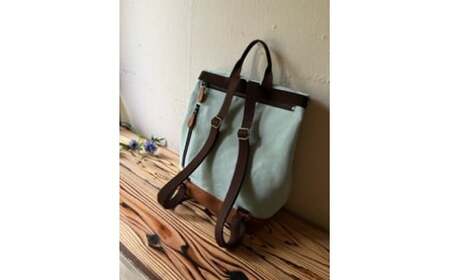 【AKIRAオリジナル】シンプルリュック　ミント帆布×茶色帆布（軽量 日本製 キャンバス 通勤 通学 大容量 上質 カジュアル オシャレ レディース メンズ リュックサック）