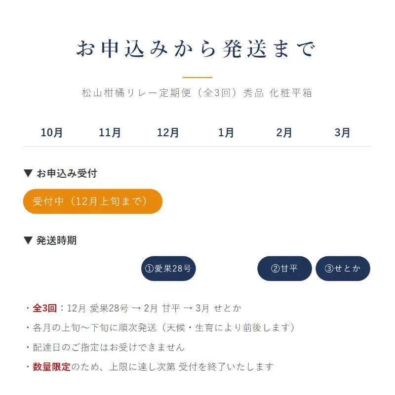 【全3回】松山柑橘リレー定期便 秀品 化粧平箱 1箱 愛果28号 (紅まどんなと同品種)･甘平･せとか【VRS012】