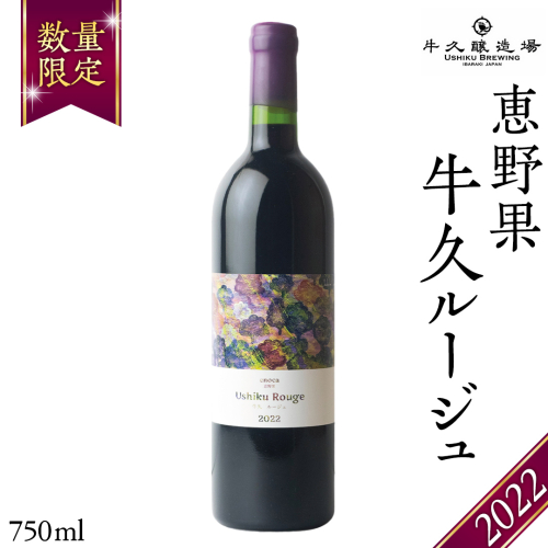 恵野果 牛久ルージュ 2022 750ml×1本 茨城県産 牛久醸造場 日本ワイン ワイン 赤ワイン 750ml ミディアムボディ お酒 贈り物 葡萄 ぶどう