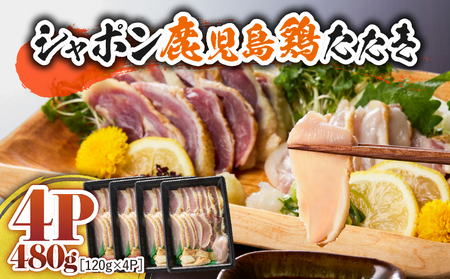 10-2 唯一の国産 幻の鶏肉 シャポーン鹿児島鶏たたき（120g×4パック） KN048-001-04 鶏刺し 刺身 鶏肉 鶏 鳥肉 とりさし トリサシ シャポーン鶏 さつま金剛 ふるさと納税 鹿児島 鹿屋市 おすすめ ランキング プレゼント ギフト