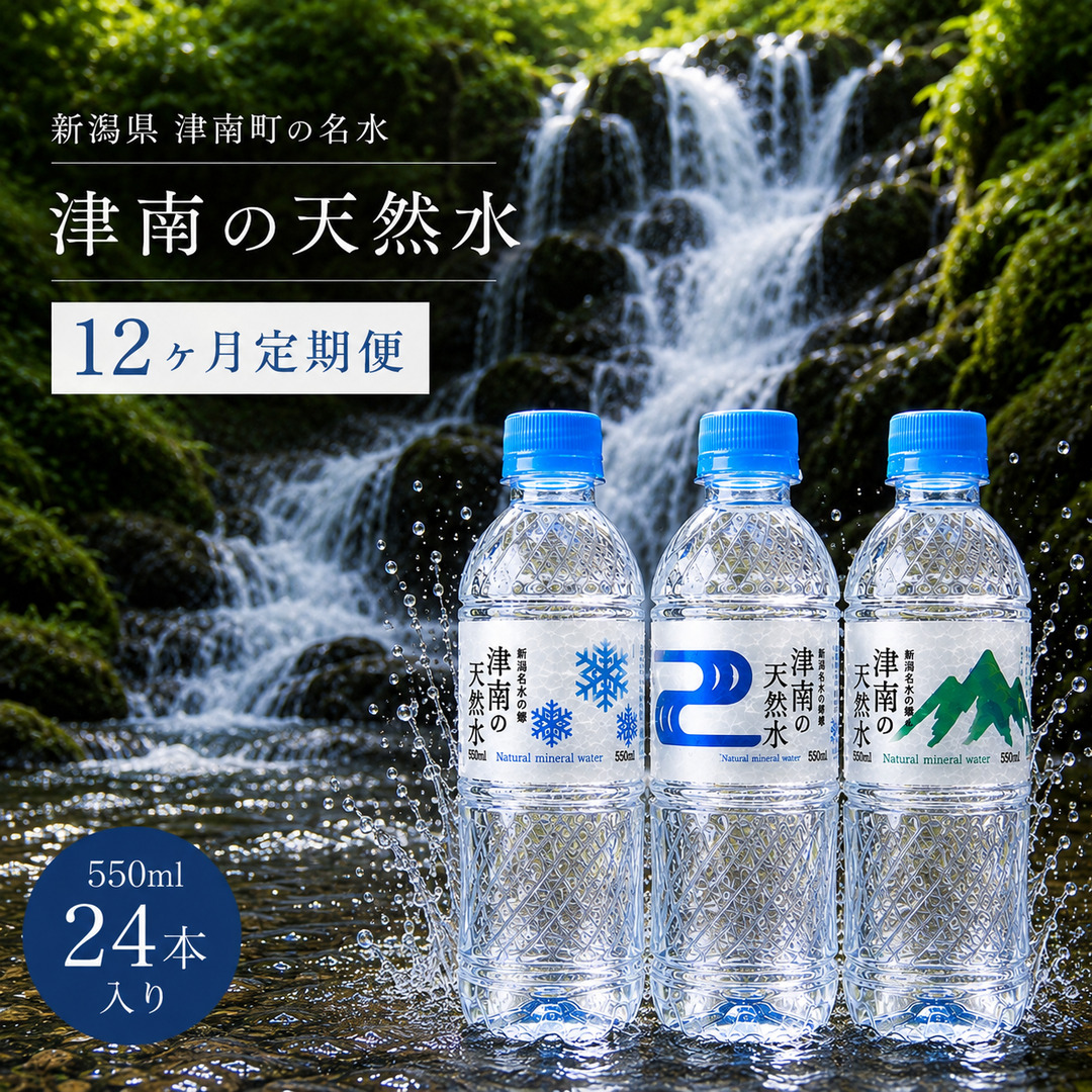 【12ヶ月定期便】水 550ml × 24本 津南の天然水 129404-029-x12