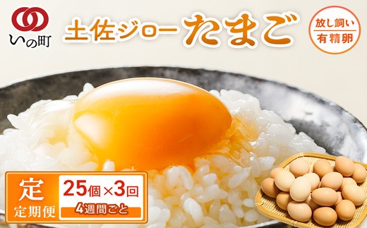 【定期便】土佐ジローたまご（1箱25個入）×3回　約4週間毎に1回