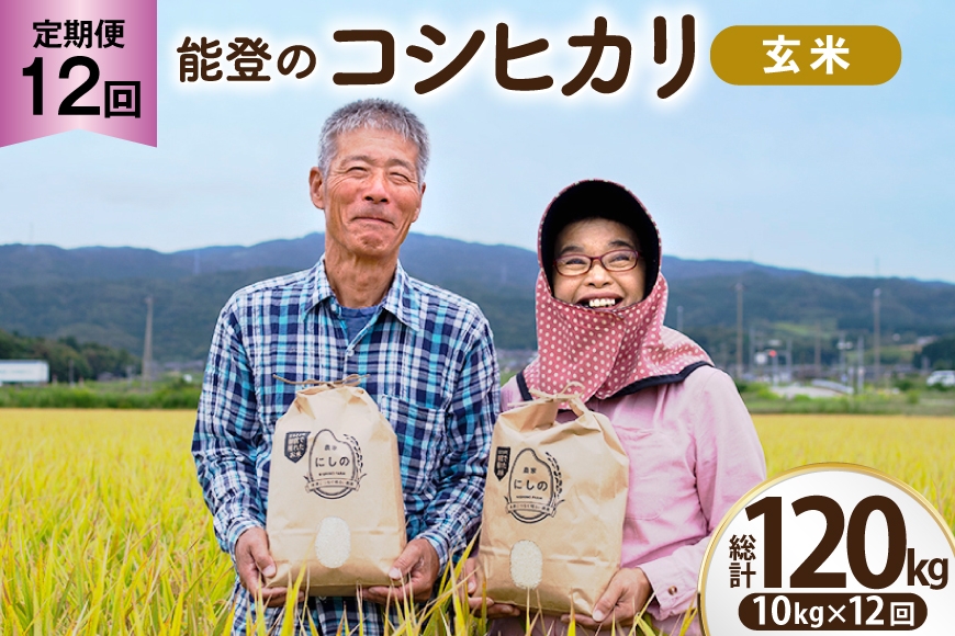
                  コシヒカリ 玄米 10kg 12回 定期便 [農家にしの 石川県 宝達志水町 38601433] 定期 12ヶ月 こしひかり お米 おこめ こめ コメ kome 玄米 ごはん ご飯 令和8年産 新米 げんまい
                