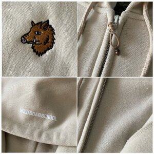 「イノシシ派」ジップアップスウェットパーカー/ストーン/男女兼用Mサイズ【1669279】