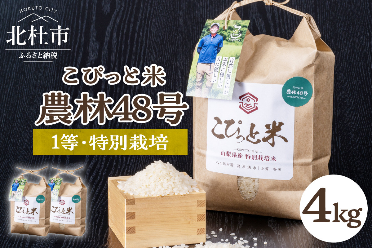 
【令和6年度新米先行予約】【令和6年度米】こぴっと米【農林48号】4kg　1等特別栽培 100％
