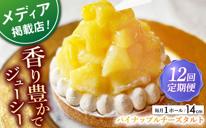 
            【全12回定期便】パイナップルチーズタルト1ホール(14cm)【心優　－Cotoyu Sweets－】 [KAA535] 
          