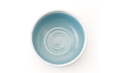 【波佐見焼】Folk Design 野点抹茶碗 青釉白唐津流し 1点【玉有】[IE52]