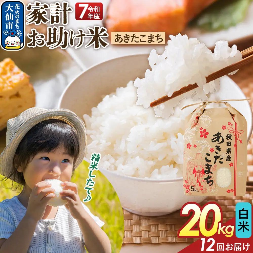 《定期便12ヶ月》【白米】家計お助け米 あきたこまち 20kg（5kg×4） 秋田県産 令和7年産  こまちライン 秋田県 大仙市産
