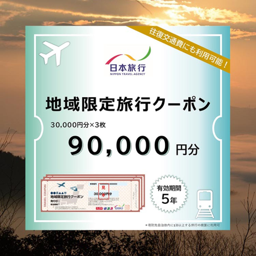 【有効期限は発行日から5年間】京都府亀岡市 日本旅行 地域限定旅行クーポン90,000円分 交通費利用可 旅行 トラベル 旅行券 宿泊券 予約 チケット ホテル 観光 おすすめ