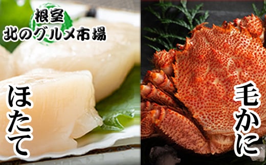 C-76034 毛かに400g前後～550g前後×1尾・ほたて貝柱200g×1Pセット