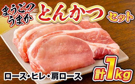 まうごつうまかとんかつセット 1kg ロース ヒレ 肩ロース　AI09