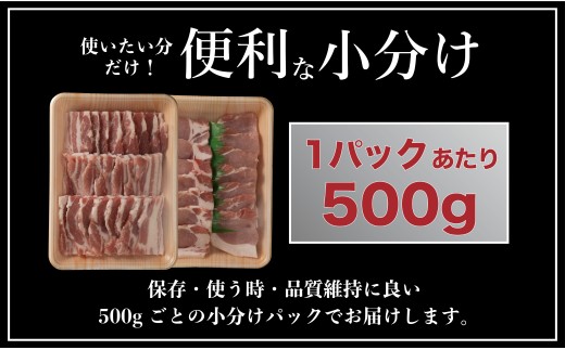 [B603］《定期便》長崎県産豚 バラ･ロース 焼肉用 2種食べ比べ 計1kg(バラ500g×1･ロース500g×1)【6回お届け】
