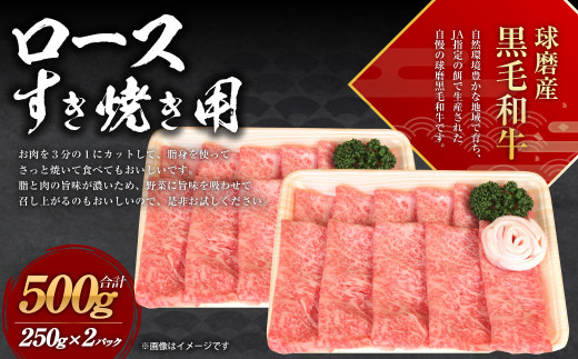 
球磨産 黒毛和牛 ロース すき焼き用 500g (250g×2パック)
