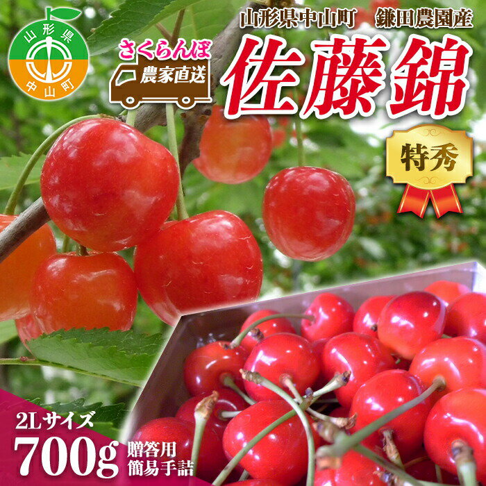 【ふるさと納税】《2025年度先行受付》 農家直送 山形県中山町産 さくらんぼ佐藤錦 【特秀】2L 贈答用 簡易手詰 700g 期間限定 数量限定 鎌田農園 果物 くだもの フルーツ サクランボ F4A-0092