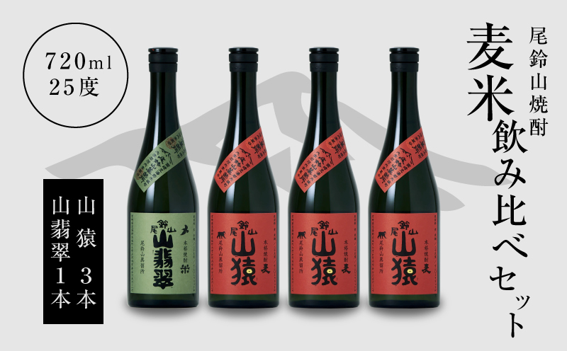 ＜焼酎尾鈴山（山猿3本・山翡翠1本）720ml＞ K08_0018_3