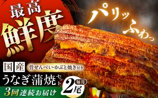 【3回定期便】【備長炭】国産 うなぎの蒲焼 2尾 計 260g 以上 セット 冷凍 / 定期便 全3回 合計6尾 うなぎ 鰻 ウナギ unagi 土曜 丑の日 長焼 お祝い 誕生日 お歳暮 お中元 高級 贈答 贈り物 プレゼント 国産うなぎ タレ付き 海鮮 魚 定期 蒲焼定期便 蒲焼 蒲焼き かば焼き 長蒲焼 うな重 うな丼 うな茶漬け ひつまぶし にも 人気 白川町 / 多幸八[AWBL010]