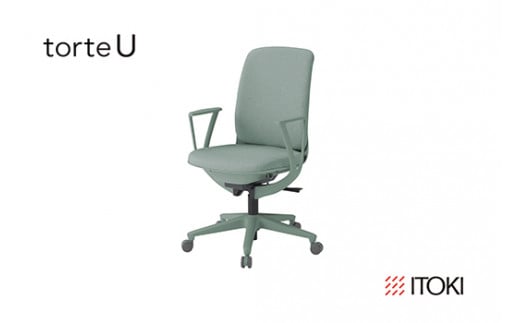 イトーキ『トルテＵ』 ハイタイプ 肘付き ナイロンキャスター フレーム：グレイッシュグリーン(KJ-336CF-E3E3F)【EI149W1】