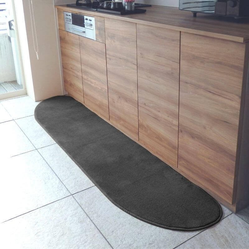 北欧風キッチンマット ラグマットタイプ 45×255cm ゆりかご型 チャコール 抗菌防臭 SEK 織人しきもの屋工房 diw0145