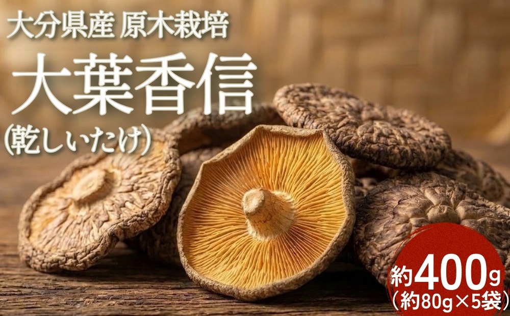 
                  FOK20 大分県産原木栽培乾しいたけ 大葉香信 約400g（約80g×5袋）
                