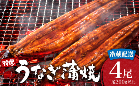 うなぎ蒲焼き 800g (200g×4尾) 