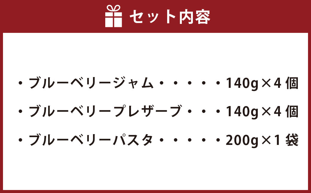 ブルーベリー ジャム＆プレザーブ＆パスタセット 計約1.3kg ジャム パスタ フィリング