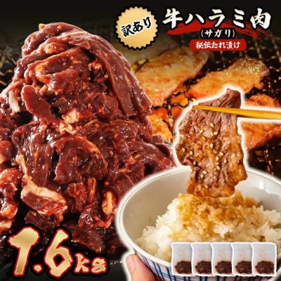 秘伝たれ漬け 訳あり 柔らか牛ハラミ(サガリ)肉 味付け合計1.6kg 便利な小分け5パック【配送不可地域：離島】