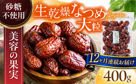 【12回定期便】生乾燥なつめ　中パック400g【多々楽達屋】厳選 濃厚 砂糖不使用 果物 なつめ ナツメ 棗 おつまみ おやつ お菓子 製菓材料 間食 食べやすい ヘルシー 体にいい 健康 腸活 おいしい ドライフルーツ たたらちや tataratiya 送料無料  [MAD045]