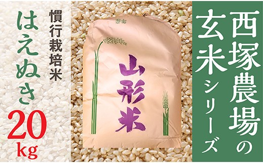 
                  【令和8年産】慣行栽培米 はえぬき 玄米 20kg×1袋	
                
