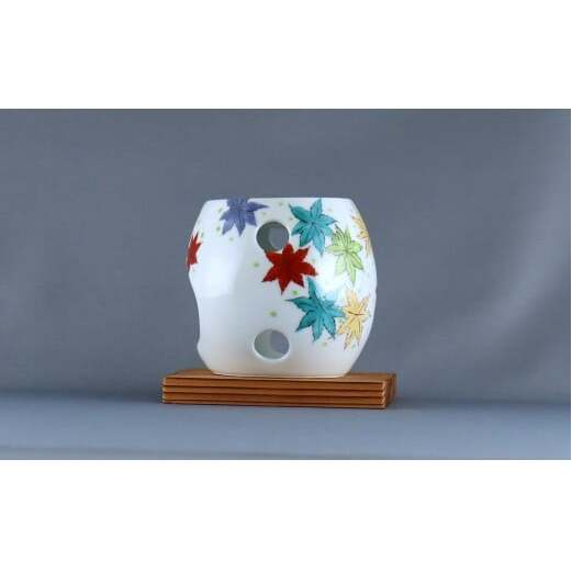 有田焼 茶香炉〈紅葉尽し文〉【赤絵白磁硯処 雪月花】手描き 伝統工芸 香炉 赤絵 インテリア  80000円 8万円 A80-53_イメージ4