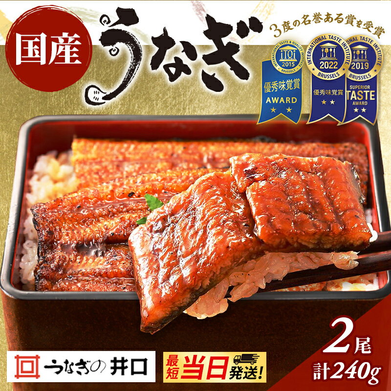 【ふるさと納税】ITI優秀味覚賞受賞 国産うなぎ 長蒲焼き 2尾 (120g×2尾) 山椒 たれ セット 詰め合わせ うなぎの井口 鰻 蒲焼き うなぎの蒲焼 小分け ギフト 冷蔵 土用の丑の日 最強発送 当日発送 すぐ発送 静岡 浜松市 【配送不可：離島】