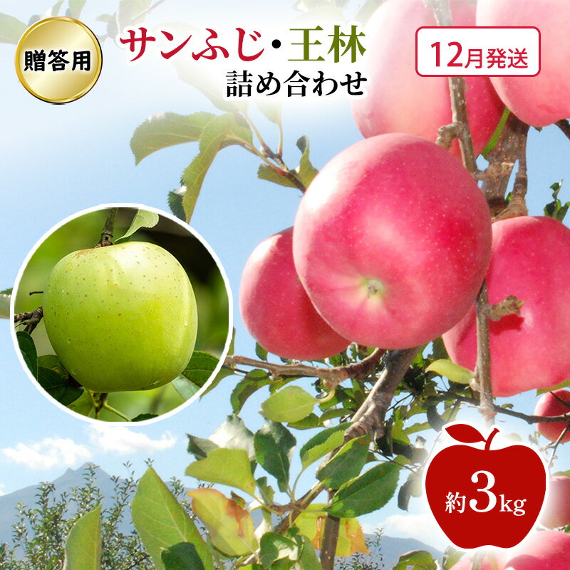 【ふるさと納税】【12月発送】贈答用 サンふじ・王林 詰め合わせ 約3kg 果物類 フルーツ 林檎 リンゴ 鶴田町 青森県 おやつ デザート　お届け：2026年12月上旬～2026年12月下旬
