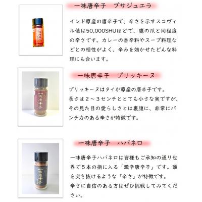 ふるさと納税 熊野市 【テレビで紹介されました】熊野唐辛子ギフト14 一味唐辛子(プサジュエラ・プリッキーヌ・ハバネロ) |  | 01