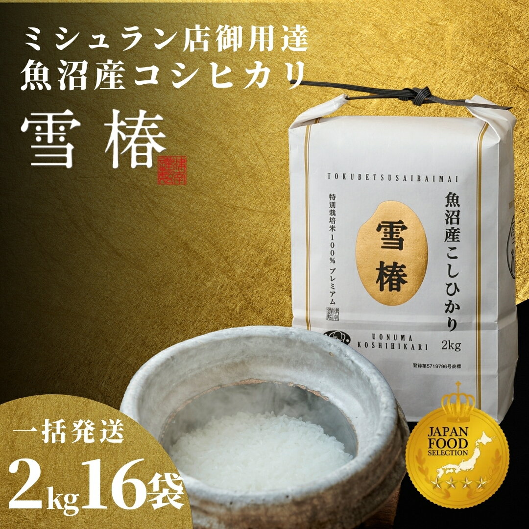 【ふるさと納税】【寄付額見直し】米 32kg ( 2kg × 16袋 ) 令和7年産 最高級 魚沼産 コシヒカリ 雪椿 特別栽培米 一括発送 | 小分け こしひかり お米 おこめ こめ コメ 白米 精米 新潟県 津南町