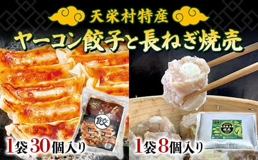 
                  天栄村特産 ヤーコン餃子1袋（30個入り）と長ねぎ焼売1袋（8個入り）ねぎ ヤーコン 食品 セット F21T-469
                