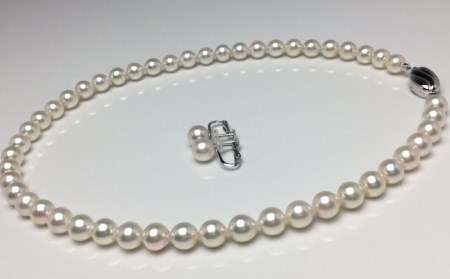 老舗の真珠専門店・高品質アコヤ真珠ネックレスセット7.5～8.0ミリ （イヤリングセット） / あこや ネックレス 真珠 伊勢志摩 志摩 アクセサリー ギフト パール 母の日 入学式 卒業式 結婚式 