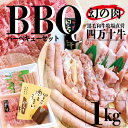 【ふるさと納税】R5-720．幻のメス牛　四万十牛バーベキューセット1kg（精肉のみ）5人前【野菜は含まれません】国産 高知 しまんと 四万十 四万十牛 メス牛 お取り寄せ 牧場直売 肉 牛肉 黒毛和牛 ご褒美 焼肉 バーベキュー BBQ