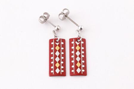 【中嶋象嵌】長四角　ピアス〈ダイヤ〉