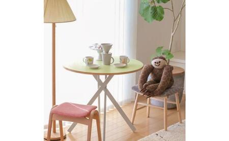 ＆FREL AXカフェテーブル 天板 ライムグリーン ミントブルー 直径80cm x 高さ72cm 選べる天板　国産家具 組立簡単 家具 机 テーブル インテリア ミントブルー×ホワイト