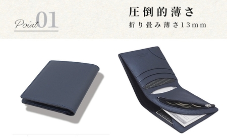 財布 二つ折り R-42 AirWallet tanned leather ネイビー 紺 ウォレット 革財布 皮小物 メンズ レディース おしゃれ コンパクト ハンドメイド 薄い 本革