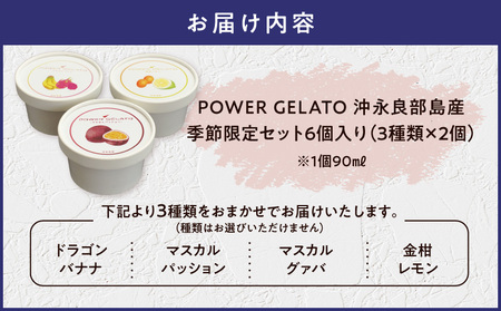 POWER GELATO（ 季節限定セット 6個入り ） C073-003-01 ジェラート 菓子 お菓子 デザート スイーツ ドラゴンバナナ マスカルパッション マスカルグァバ 金柑レモン いずれか