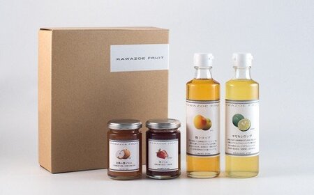 無添加KAWAZOE FRUITセット　国産　果実　　ジャム　シロップ　デザート　牛乳　サイダー　ヨーグルト　パン　トッピング　無添加