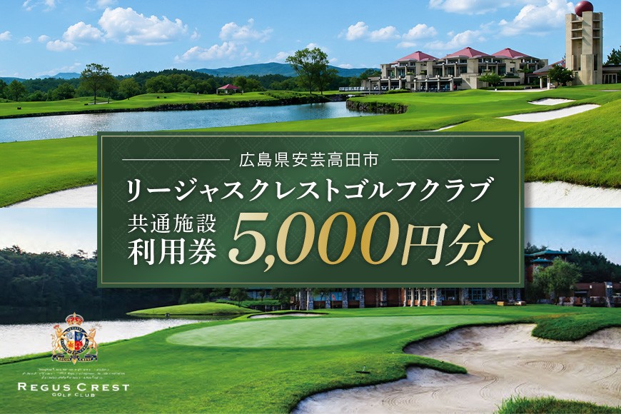 
                  [№5895-0758]【ふるさと納税】ゴルフ場 施設利用券 5,000円分（1,000円×5枚） リージャスクレストゴルフクラブ ゴルフ券 ゴルフ 利用券 食事 ランチ チケット クーポン 返礼品 体験 ギフト スポーツ 誕生日 父 父親 お父さん 祖父 おじいちゃん 人気 贈答用 プレゼント 広島 安芸高田市
                
