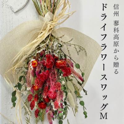 ふるさと納税 茅野市 信州八ヶ岳の麓から贈るドライフラワースワッグ M(レッド)
