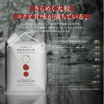 ふるさと納税 南魚沼市 R7年産　予約　ギネス世界記録「世界最高米」認定 最高級南魚沼産新之助5kg×2 桑原農産のお米 |  | 01