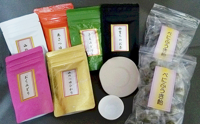 太田園の天竜茶　30g×6袋、茶皿×1個、茶飴×1袋