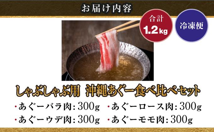 【順次発送】沖縄あぐー豚 しゃぶしゃぶ食べ比べまんぷくセット（1.2kg） I  あぐー豚 しゃぶしゃぶ 沖縄県産  ブランド豚 沖縄県 南城市 ふるさと納税 沖縄県食肉センター