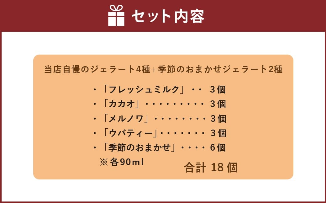 当店自慢のジェラート4種＋季節のおまかせジェラート2種 3セット