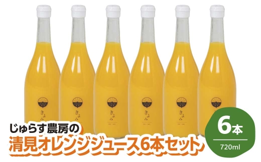 じゅらす農房の清見オレンジジュース6本セット＜F32-12＞_ ジュース オレンジジュース 飲料 ドリンクストレート 100% 果実 果物 くだもの フルーツ 柑橘 清見 きよみ タンゴール 愛媛 セット 常温【1296470】 YWTH011
